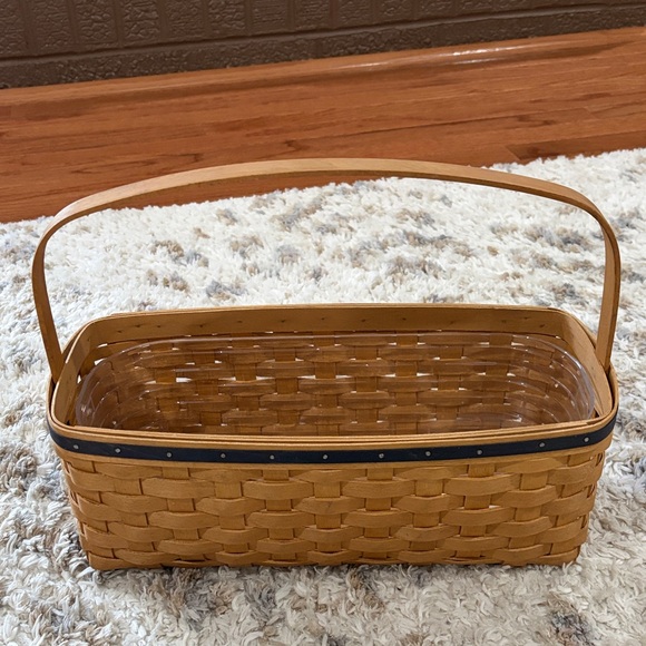 Longaberger Blue Ribbon Canning Basket with Handle & plastic Protector